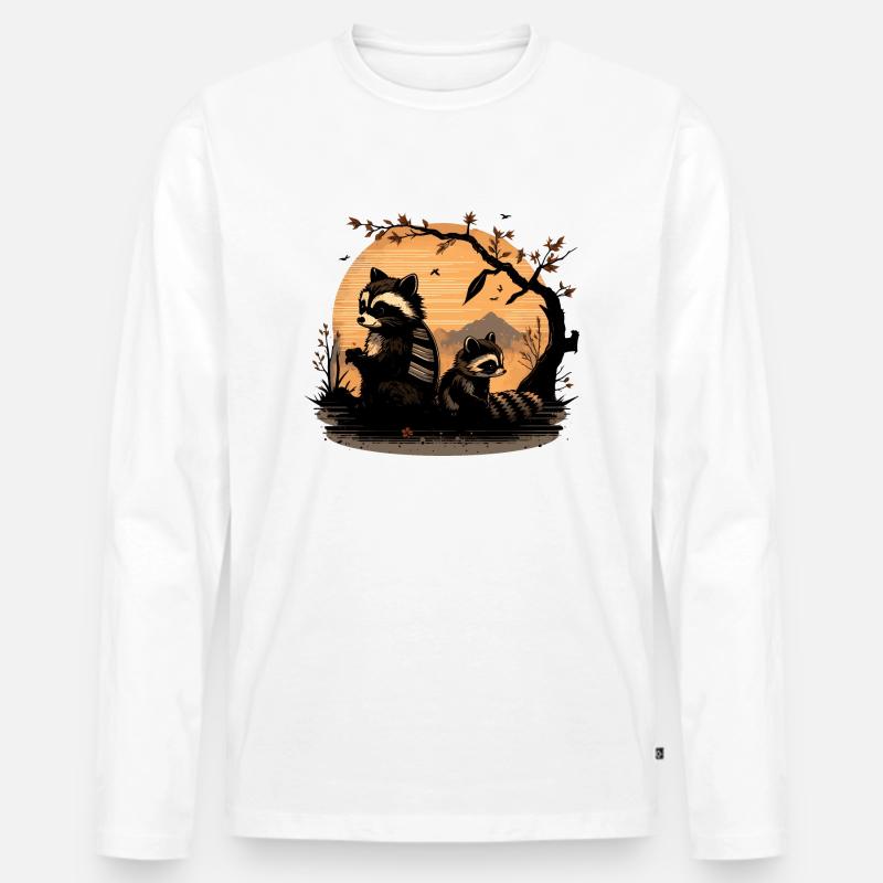 Baka Waschbär 9 - Männer Premium Bio Langarmshirt - Weiß
