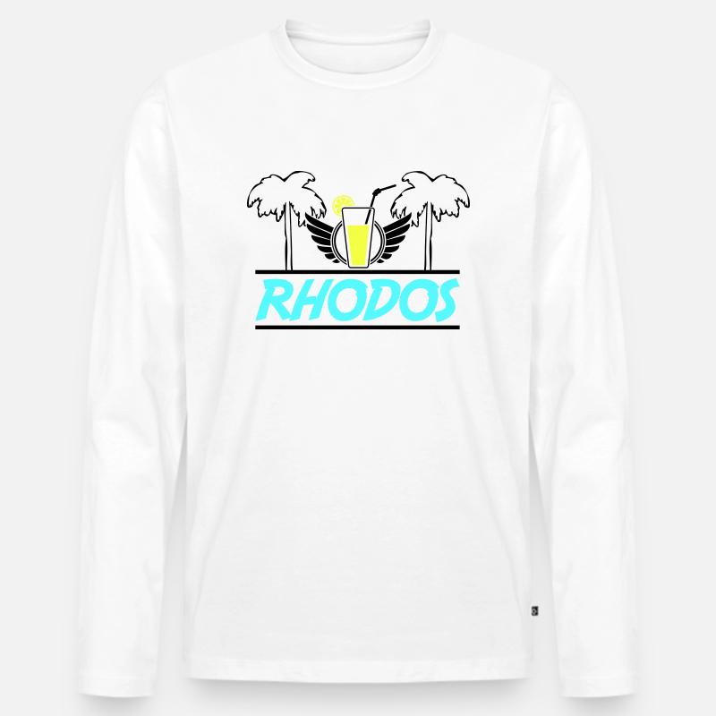 rhodos - Männer Premium Bio Langarmshirt - Weiß
