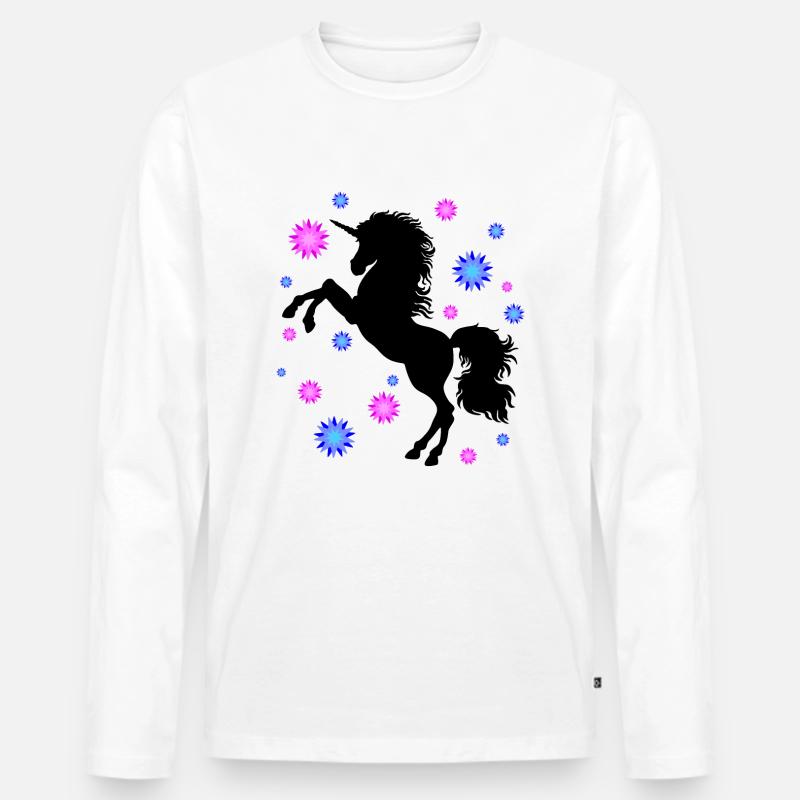 Einhorn Schatten - Männer Premium Bio Langarmshirt - Weiß
