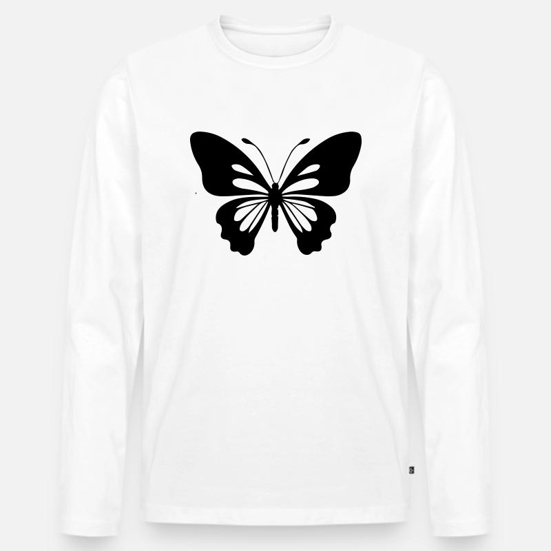 Kleiner Schmetterling - Männer Premium Bio Langarmshirt - Weiß