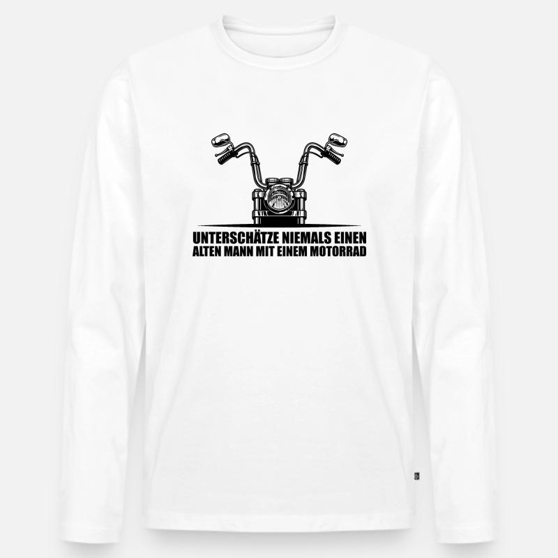 Lustiger Motorrad Spruch - Männer Premium Bio Langarmshirt - Weiß