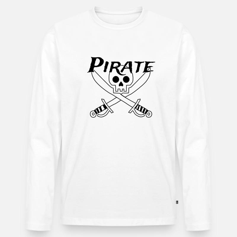 Pirate - Totenschädel - Männer Premium Bio Langarmshirt - Weiß