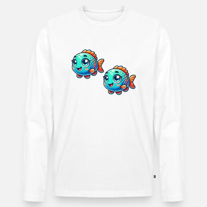 fisch comic 2 - Männer Premium Bio Langarmshirt - Weiß