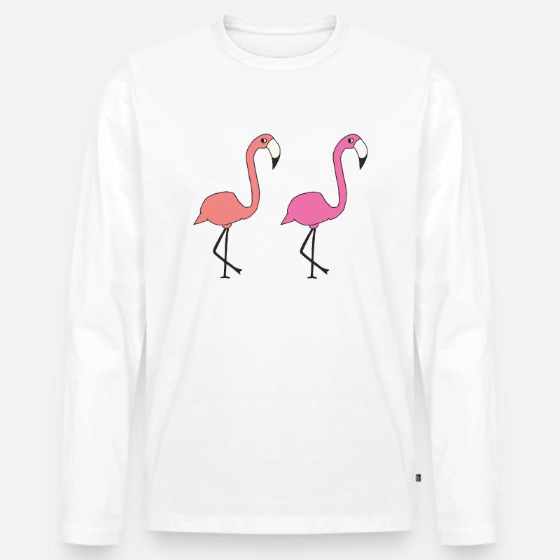 flamingo freunde - Männer Premium Bio Langarmshirt - Weiß