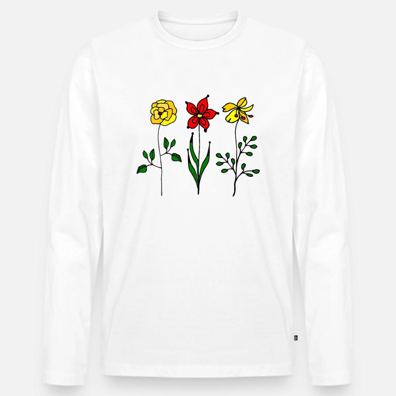 Blumen - Männer Premium Bio Langarmshirt - Weiß