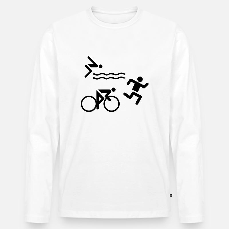 Triathlon - Männer Premium Bio Langarmshirt - Weiß