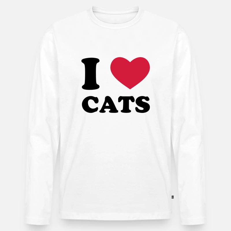 I Love Cats - Männer Premium Bio Langarmshirt - Weiß