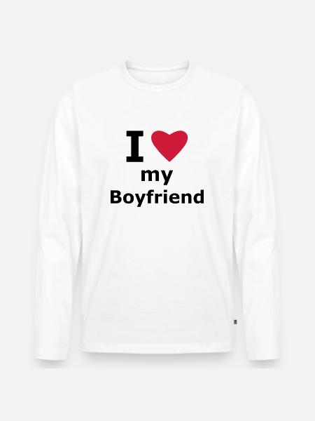 I love my boyfriend - Men's Premium Organic Long Sleeve Shirt - white