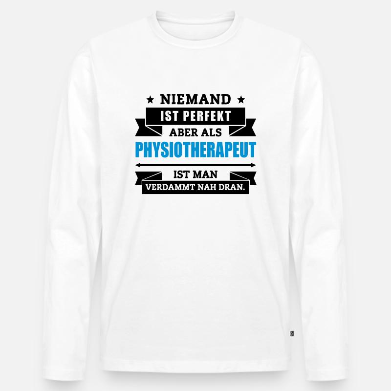 Funshirt Physiotherapeut - Männer Premium Bio Langarmshirt - Weiß