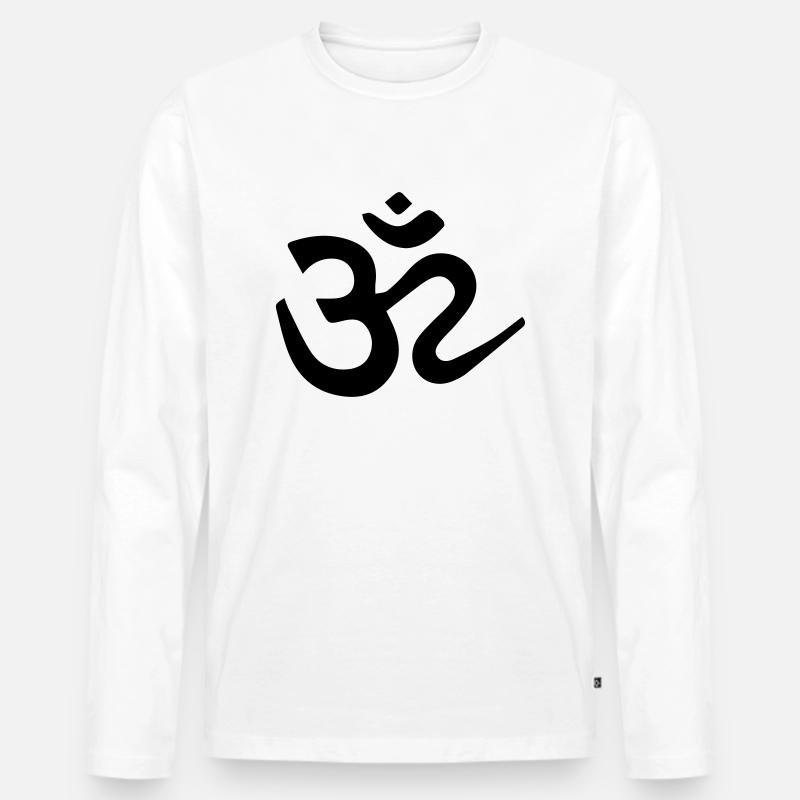 Om - Männer Premium Bio Langarmshirt - Weiß