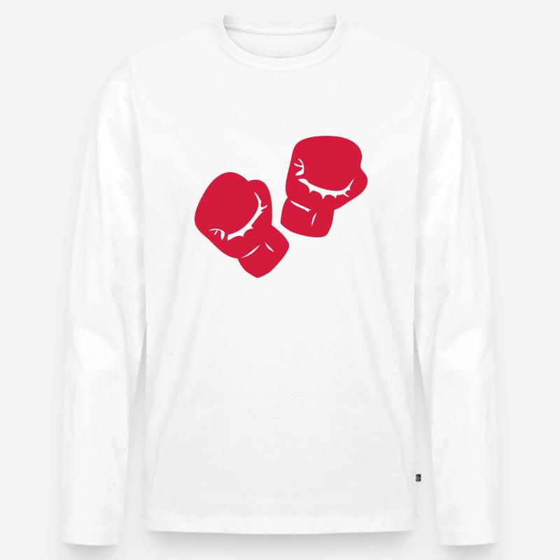 Boxen Boxhandschuh - Männer Premium Bio Langarmshirt - Weiß