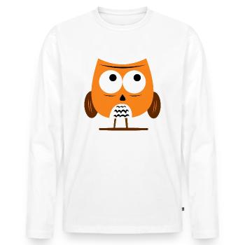 Cool Owl - Sweet Grumpy Owl - Men's Premium Organic Long Sleeve Shirt - white - Front - Nico (187cm)