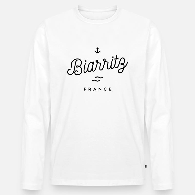 Biarritz - Frankreich - Männer Premium Bio Langarmshirt - Weiß