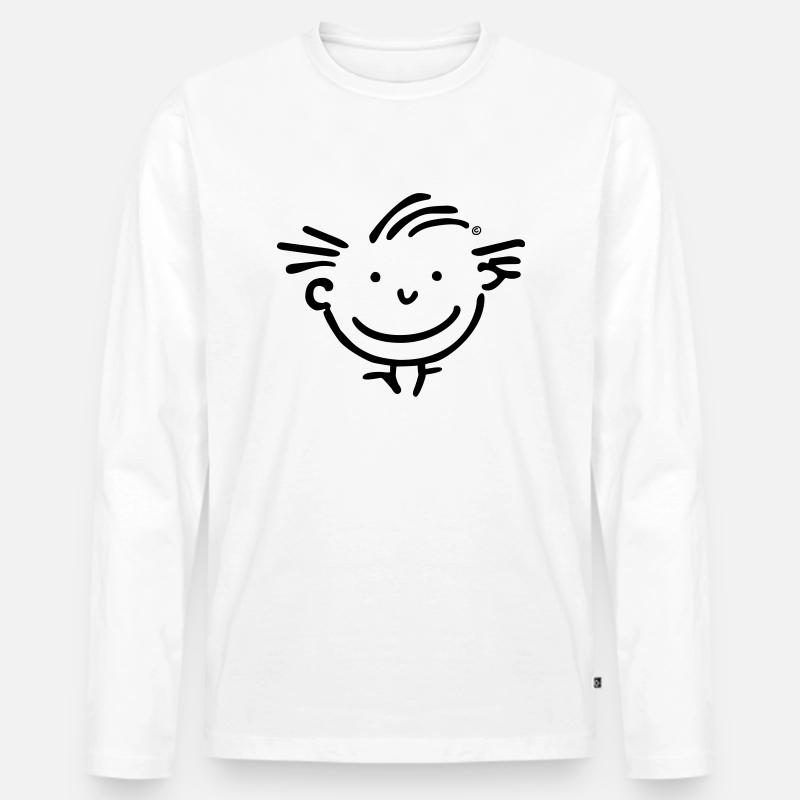 Kopf Junge - Männer Premium Bio Langarmshirt - Weiß