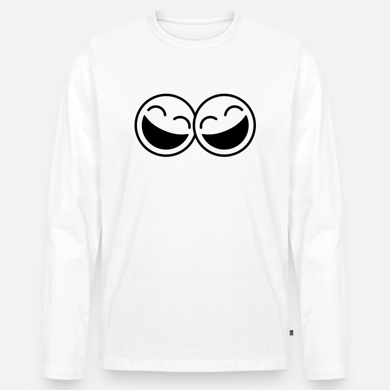 Laughing Smileys - Männer Premium Bio Langarmshirt - Weiß
