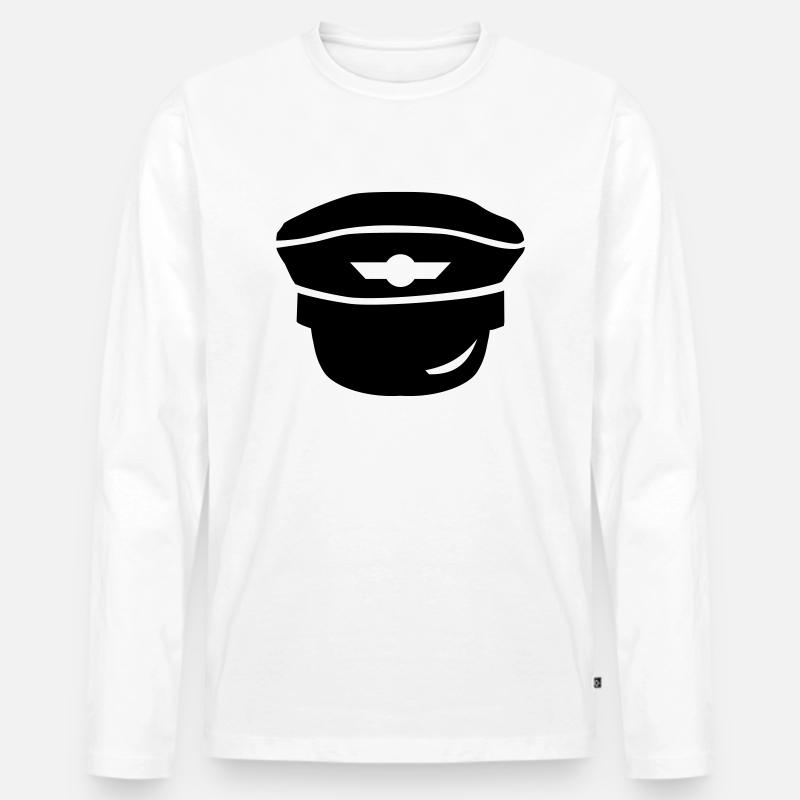 Pilot - Männer Premium Bio Langarmshirt - Weiß