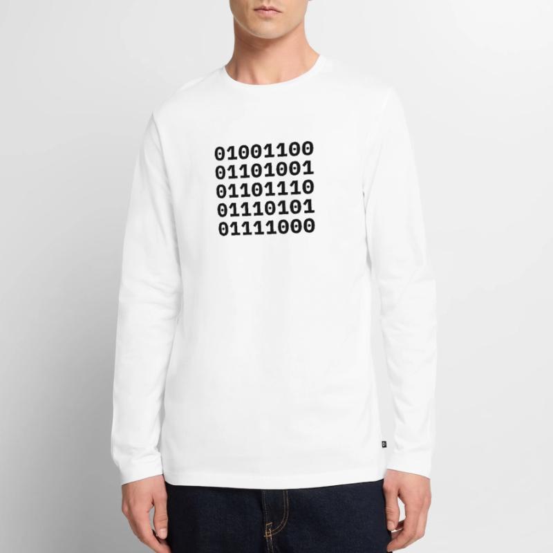 "LINUX" in binary code. Men's Premium Organic Long Sleeve Shirt