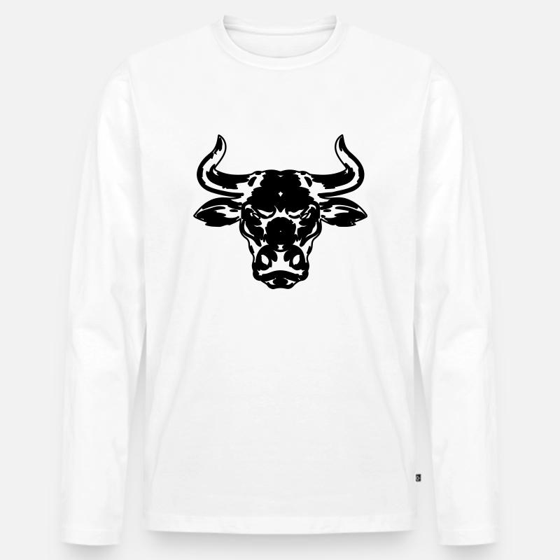 Stier-Logo - Männer Premium Bio Langarmshirt - Weiß