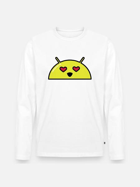 Love Alien Face Emoticon - Men's Premium Organic Long Sleeve Shirt - white