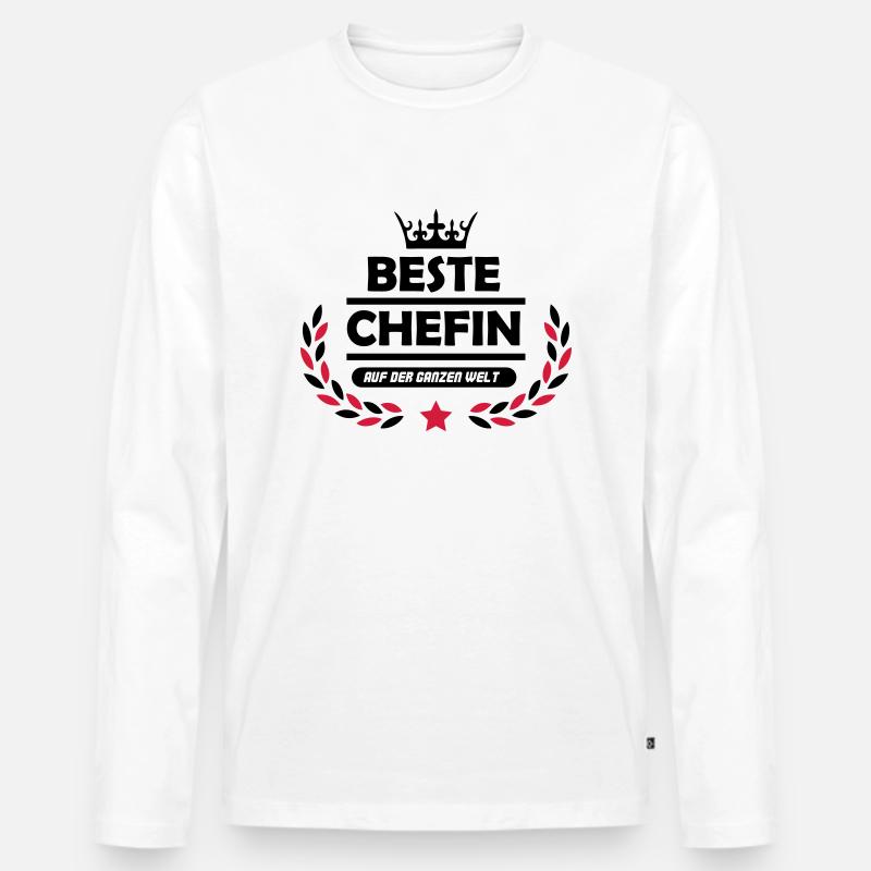 beste_chefin_der_welt_002 - Männer Premium Bio Langarmshirt - Weiß