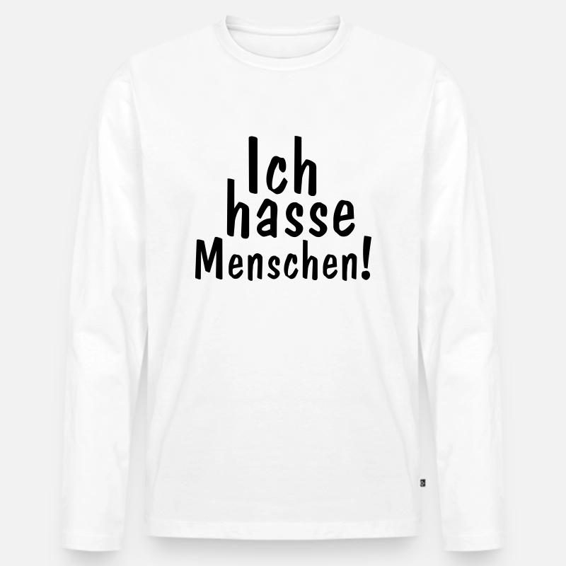 ich hasse menschen - Männer Premium Bio Langarmshirt - Weiß