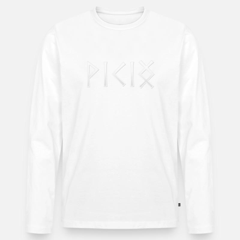 Wikinger geschrieben in Runen - Männer Premium Bio Langarmshirt - Weiß