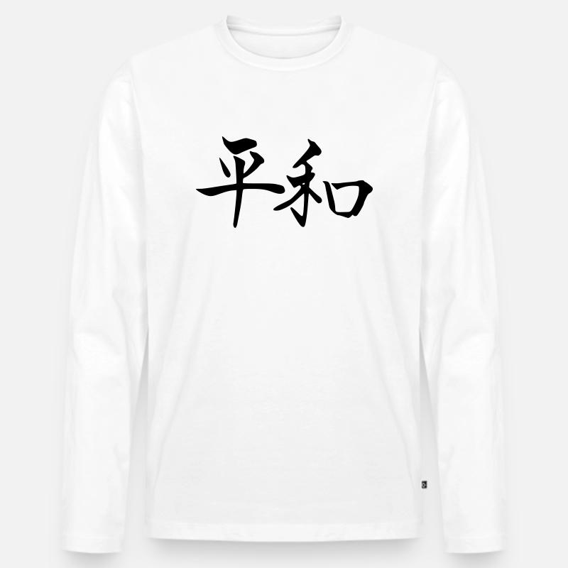 Frieden - Männer Premium Bio Langarmshirt - Weiß
