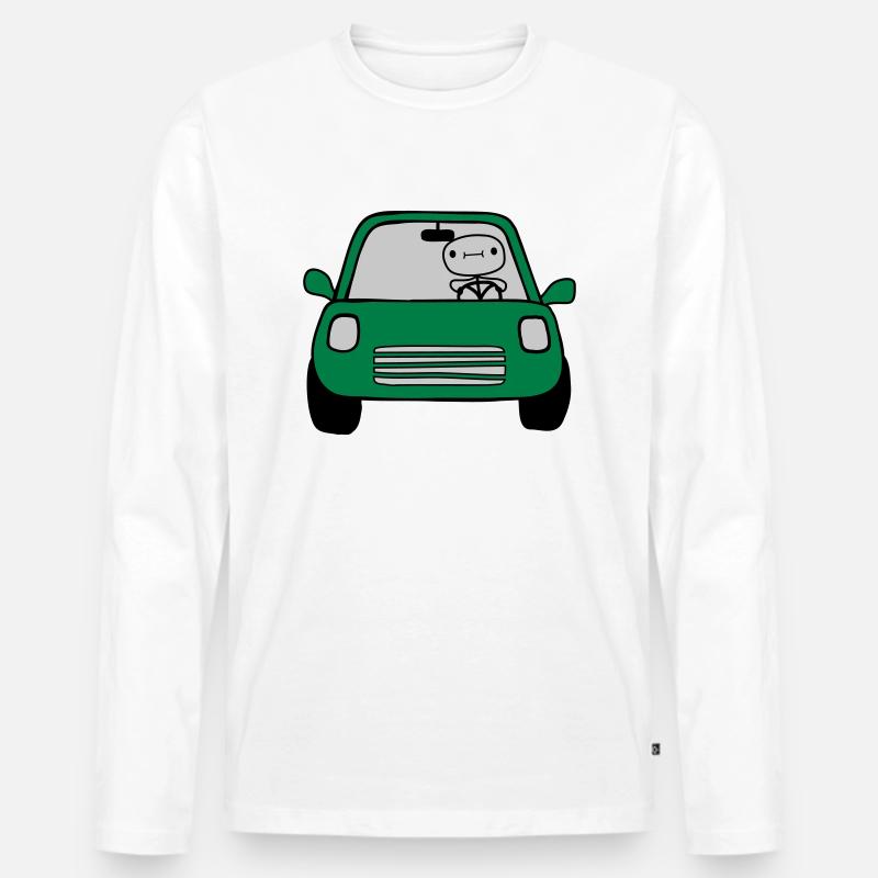 Fahrer Comic Auto - Männer Premium Bio Langarmshirt - Weiß