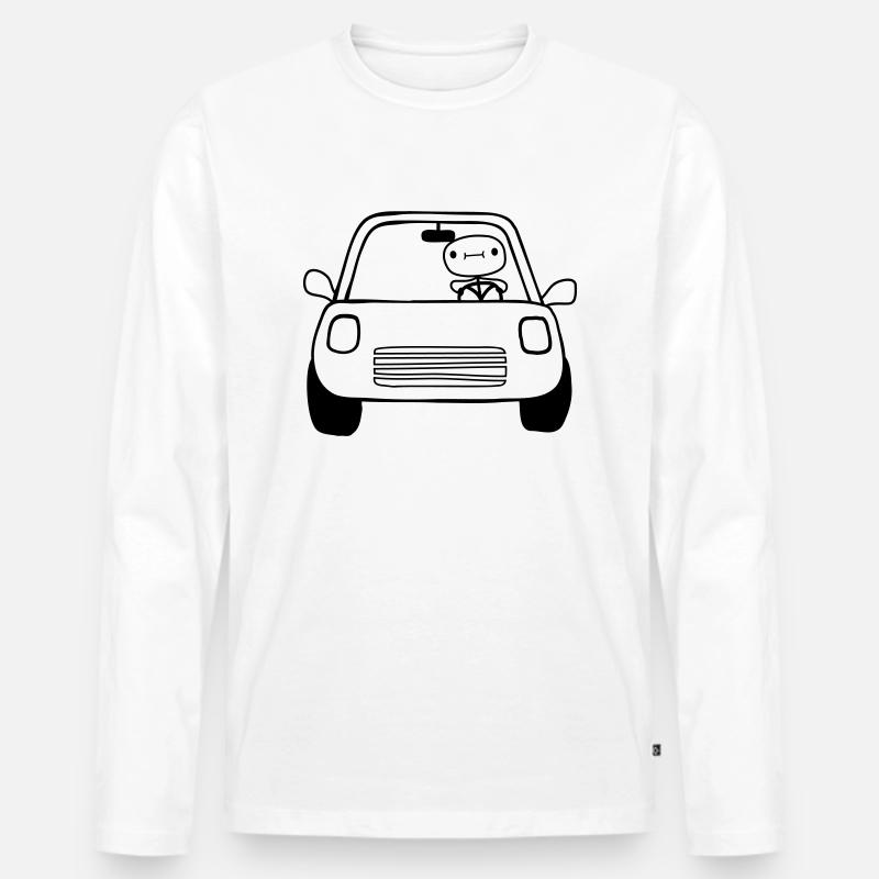 Auto Fahrer Comic - Männer Premium Bio Langarmshirt - Weiß