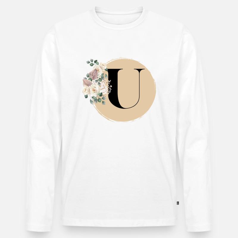 Buchstabe U - Männer Premium Bio Langarmshirt - Weiß