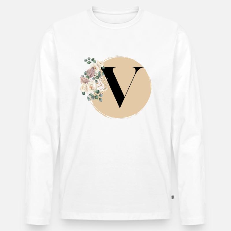 Buchstabe V - Männer Premium Bio Langarmshirt - Weiß