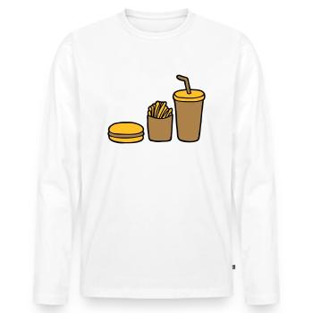 Burger Pommes Cola - Männer Premium Bio Langarmshirt - Weiß - Vorne - Nico (187cm)