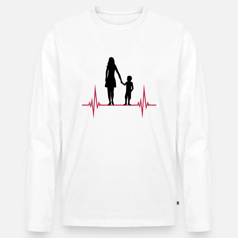 Mama Sohn Puls - Männer Premium Bio Langarmshirt - Weiß