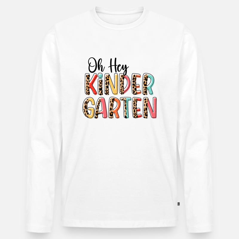 Leopard Print - Oh Hey KINDERGARTEN - Männer Premium Bio Langarmshirt - Weiß