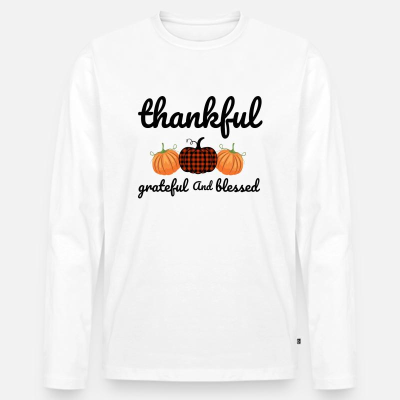 Dankbar, dankbar und gesegnet - Männer Premium Bio Langarmshirt - Weiß