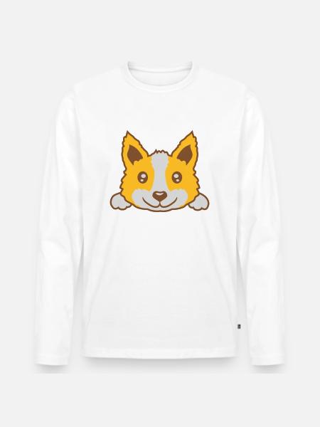 Cute little dog design - Men's Premium Organic Long Sleeve Shirt - white