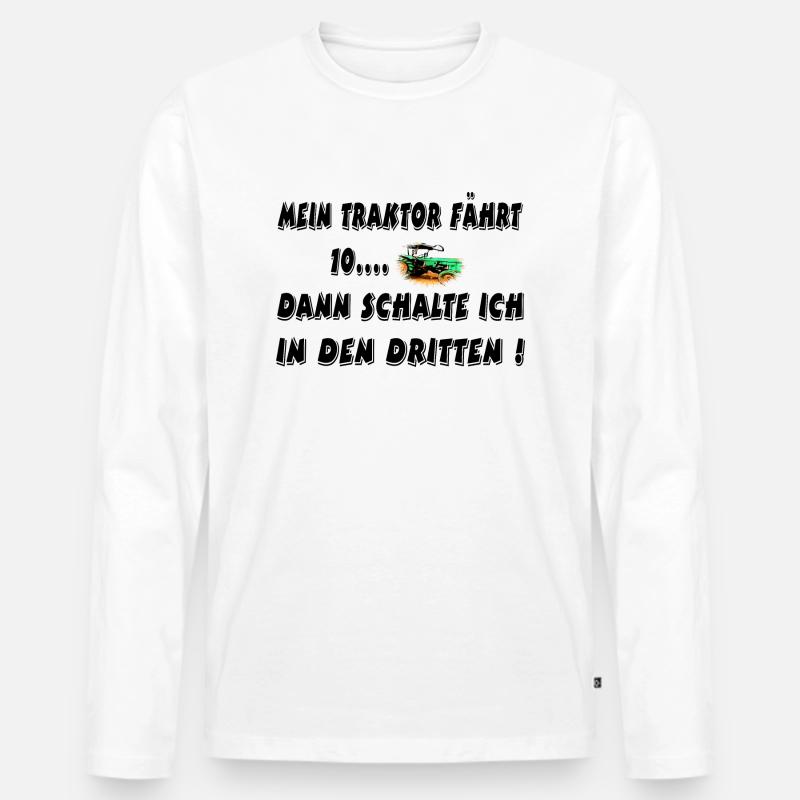 Traktor - Männer Premium Bio Langarmshirt - Weiß