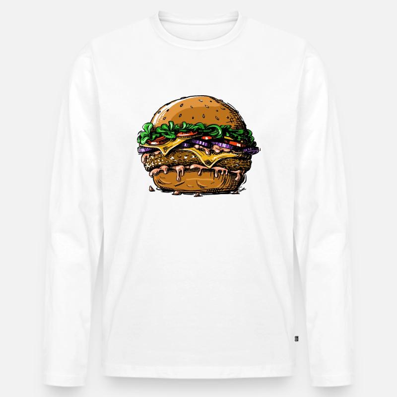 Burger - Männer Premium Bio Langarmshirt - Weiß