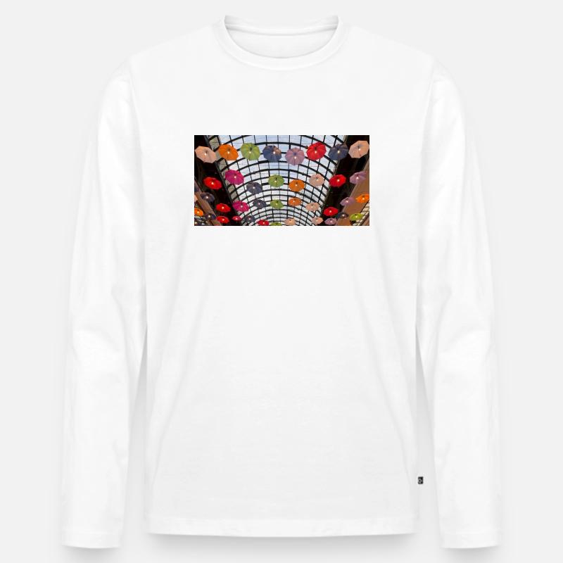 Bunte Regenschirme Regenbogen - Männer Premium Bio Langarmshirt - Weiß