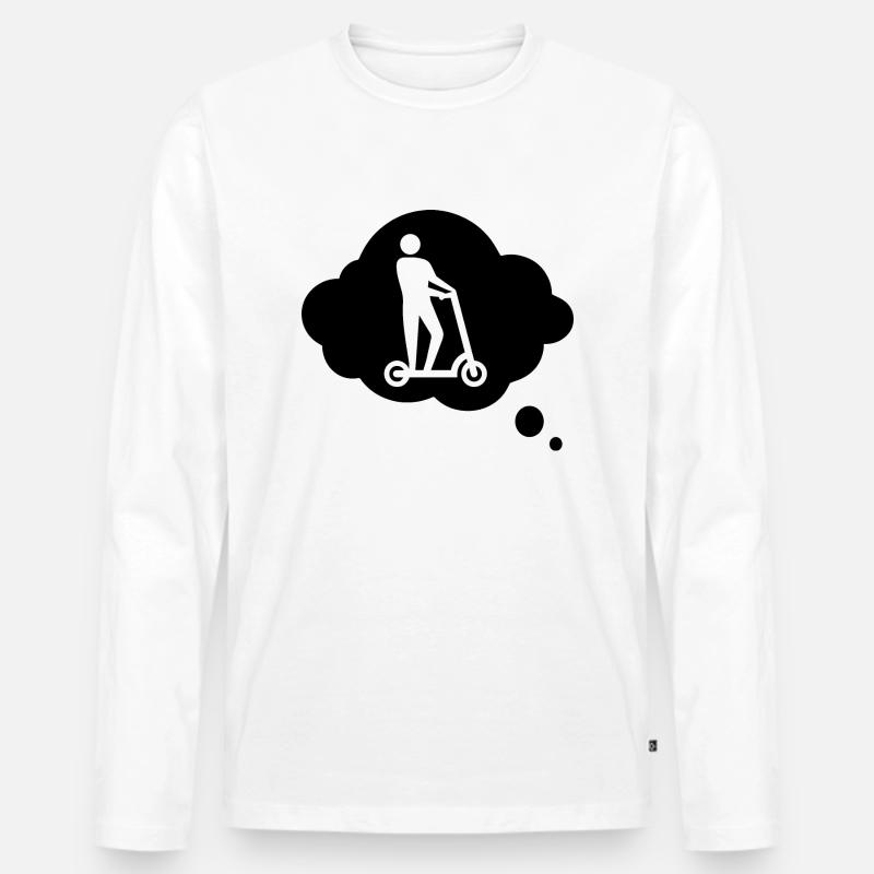 E-Scooter E-Roller Scooter - Männer Premium Bio Langarmshirt - Weiß