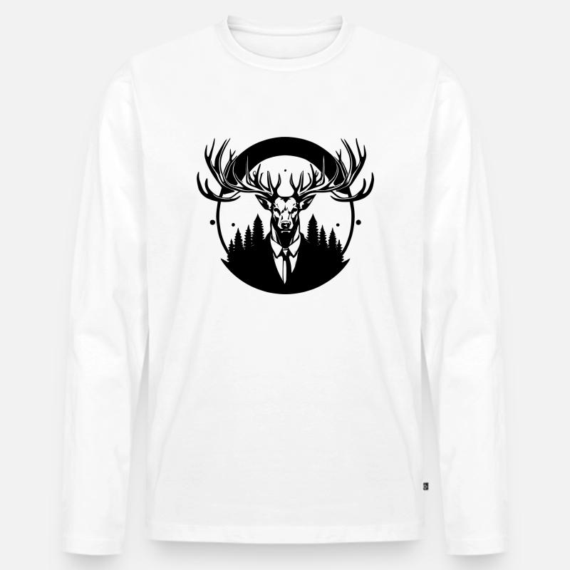 boss hirsch - Männer Premium Bio Langarmshirt - Weiß