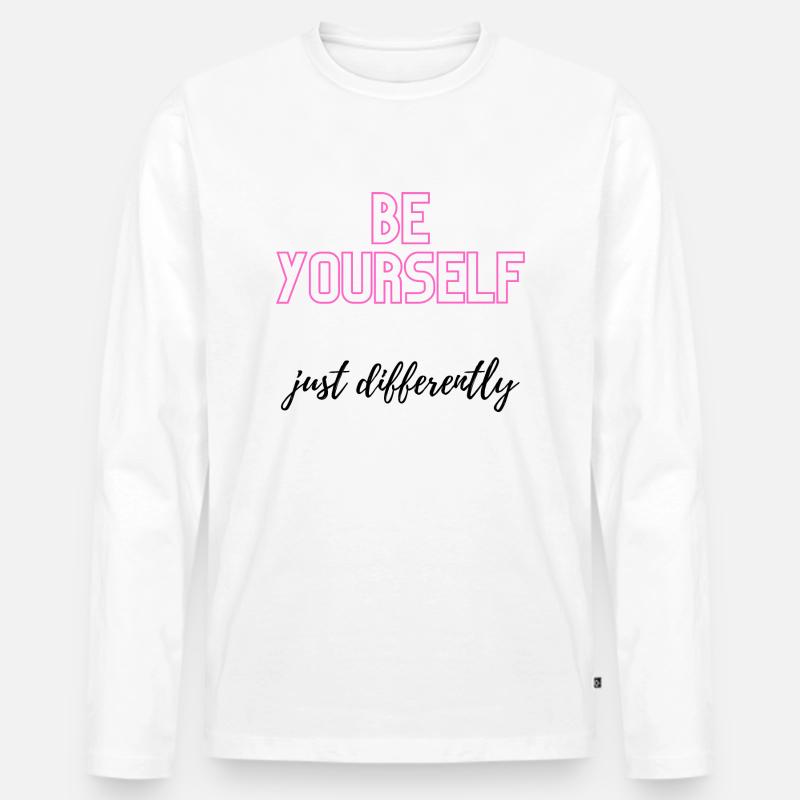 Be Yourself but differently - Männer Premium Bio Langarmshirt - Weiß