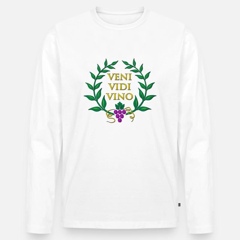 VENI VIDI VIINO - Männer Premium Bio Langarmshirt - Weiß