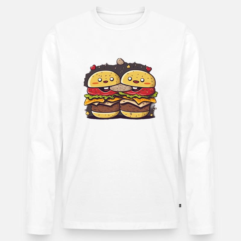 Burger Kekse Trio - Männer Premium Bio Langarmshirt - Weiß