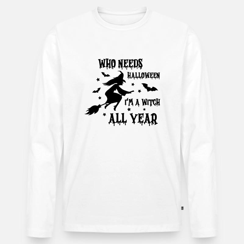witch all year - Männer Premium Bio Langarmshirt - Weiß