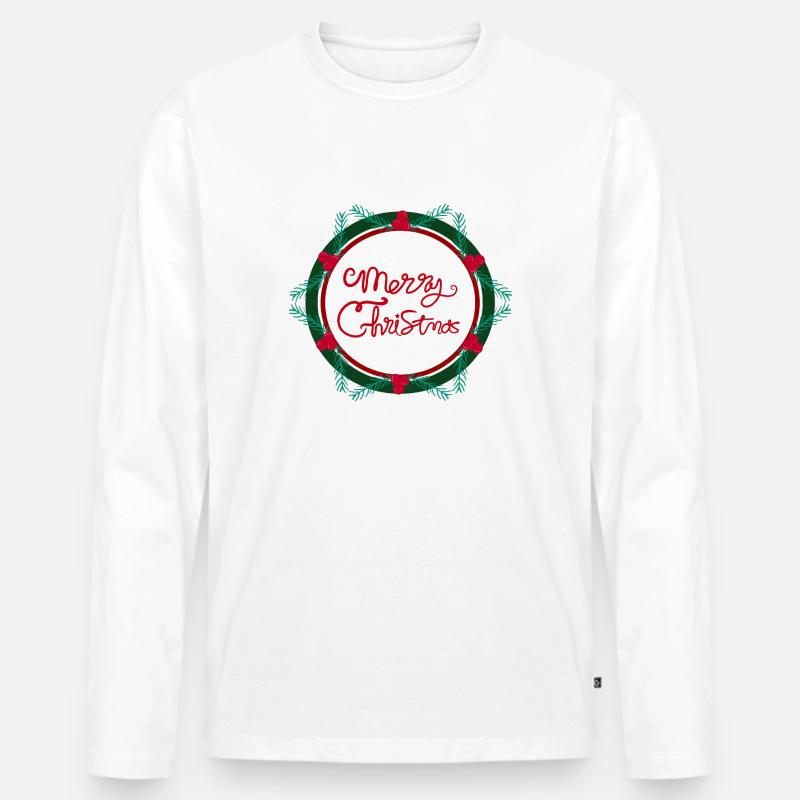 Weihnachtssternkranz - Männer Premium Bio Langarmshirt - Weiß
