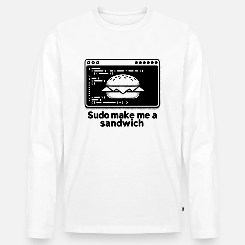 Sudo mach mir ein Sandwich - Männer Premium Bio Langarmshirt - Weiß