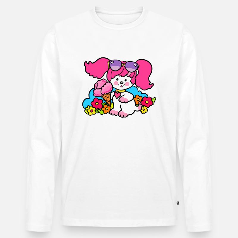 Rosa Poochie Hund - Männer Premium Bio Langarmshirt - Weiß