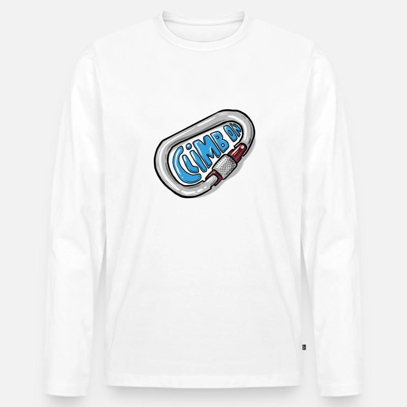 Climb On - Kletter Karabiner - Männer Premium Bio Langarmshirt - Weiß
