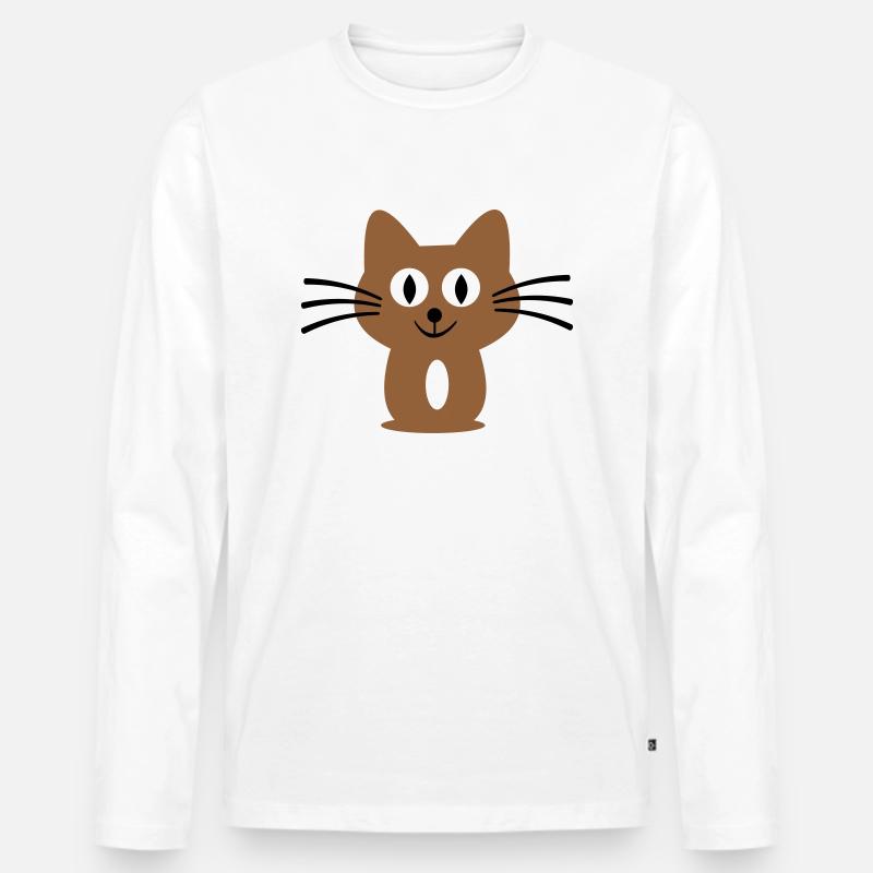 Katze - Männer Premium Bio Langarmshirt - Weiß
